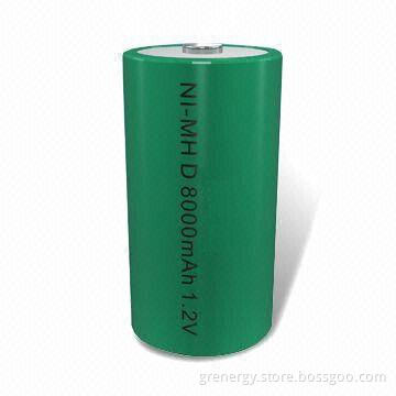 NiMH D-size Rechargeable Battery with High-energy of 8,000mAh, Sized 61.5 x 32.0mm